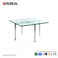 Orizeal mesa de centro quadrada de vidro com pernas de metal (oz-otb003)